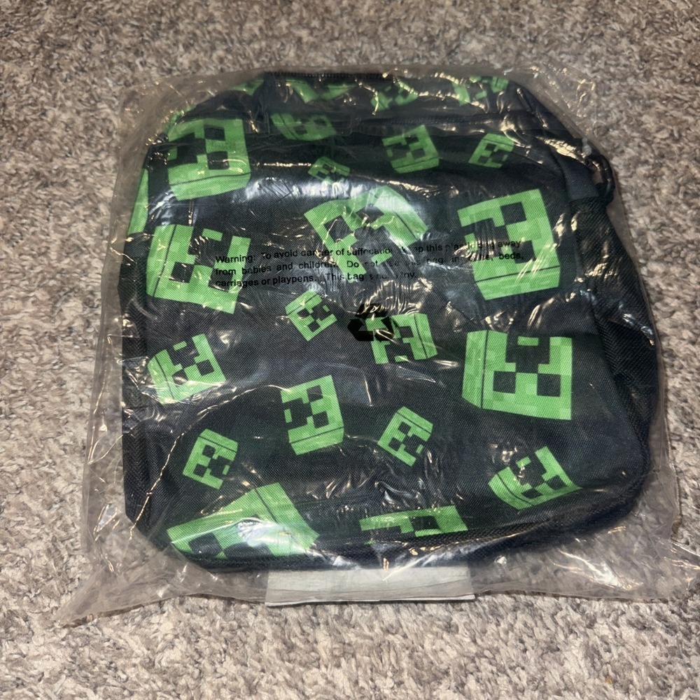 Minecraft Crossbody Bag Purse Video Game Carrying Case Black Green Mojang‎